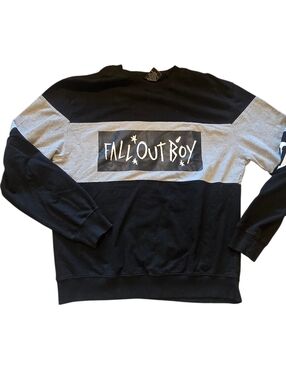 Fall Out Boy Manhead Panel Logo XL Sweatshirt Pullover Black Gray Men's